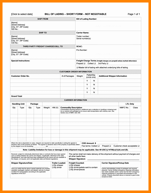 Bill Of Lading Template Excel Lovely 7 Blank Bill Of Lading Excel