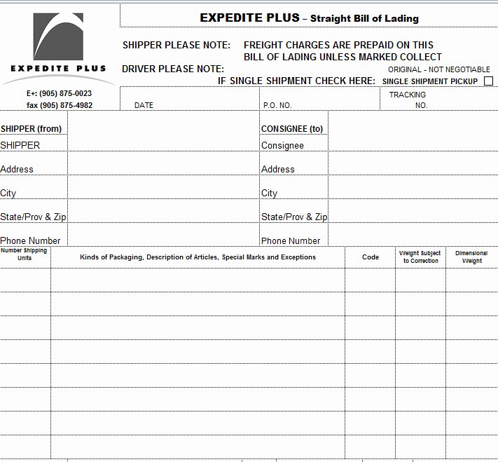 Bill Of Lading Template Excel Lovely Bill Of Lading Template In Excel