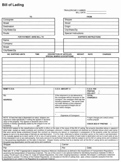 Bill Of Lading Template Word Beautiful 21 Free Bill Of Lading Template Word Excel formats