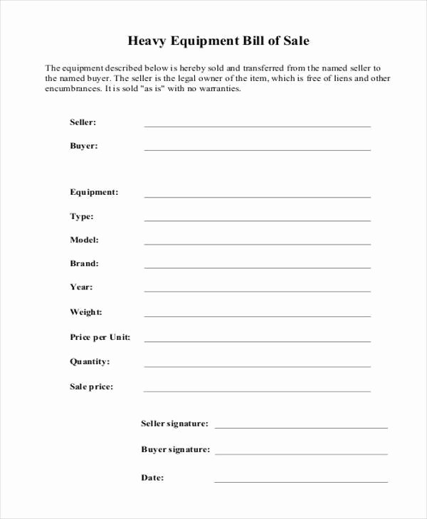 Bill Of Sale for Equipment Elegant Equipment Bill Of Sale form Samples 7 Free Documents In Word Pdf
