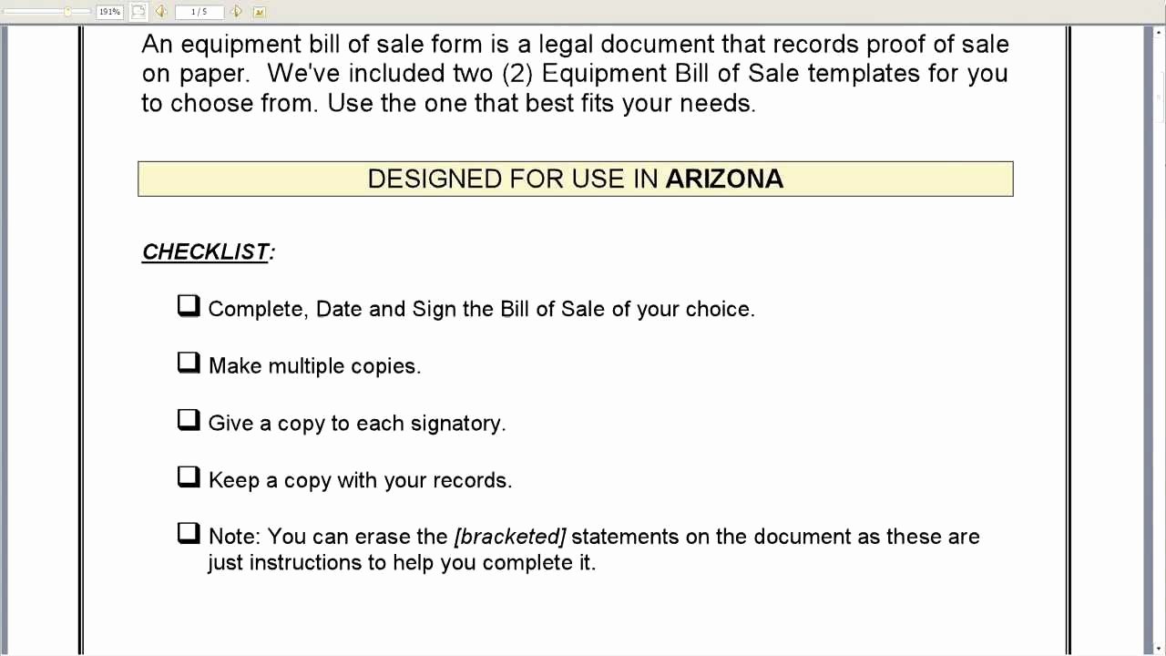 Bill Of Sale for Equipment Inspirational Arizona Equipment Bill Of Sale