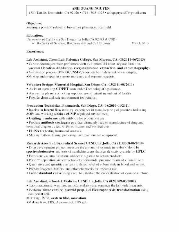 Biology Research assistant Resume Inspirational 10 11 Biology Research assistant Resume