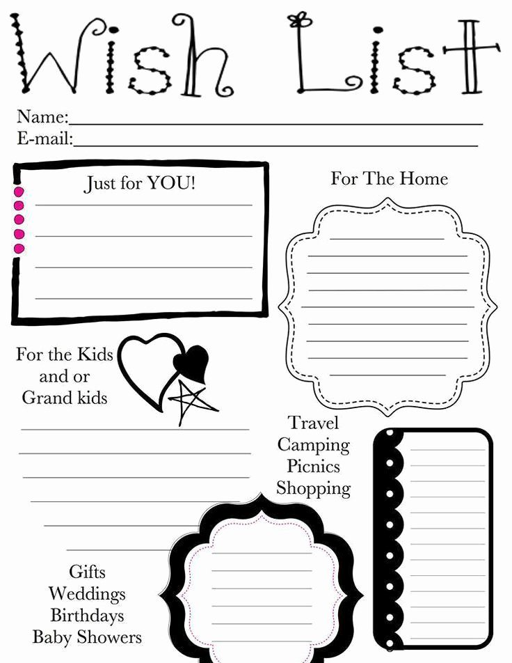 Birthday Wish List Template Awesome Cute Wish List to Use at Your Parties It Will Help Your Guests Think Of All the Possibilities