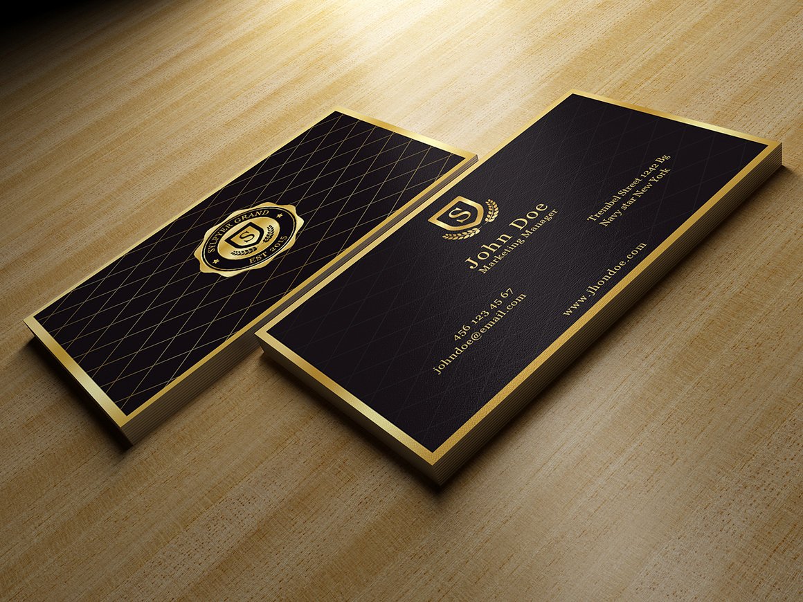 Black and Gold Business Cards Awesome Gold and Black Business Card Business Card Templates On Creative Market