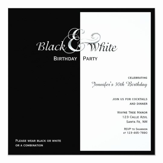 Black and White Birthday Invitations Fresh Elegant Black and White Party Invitation