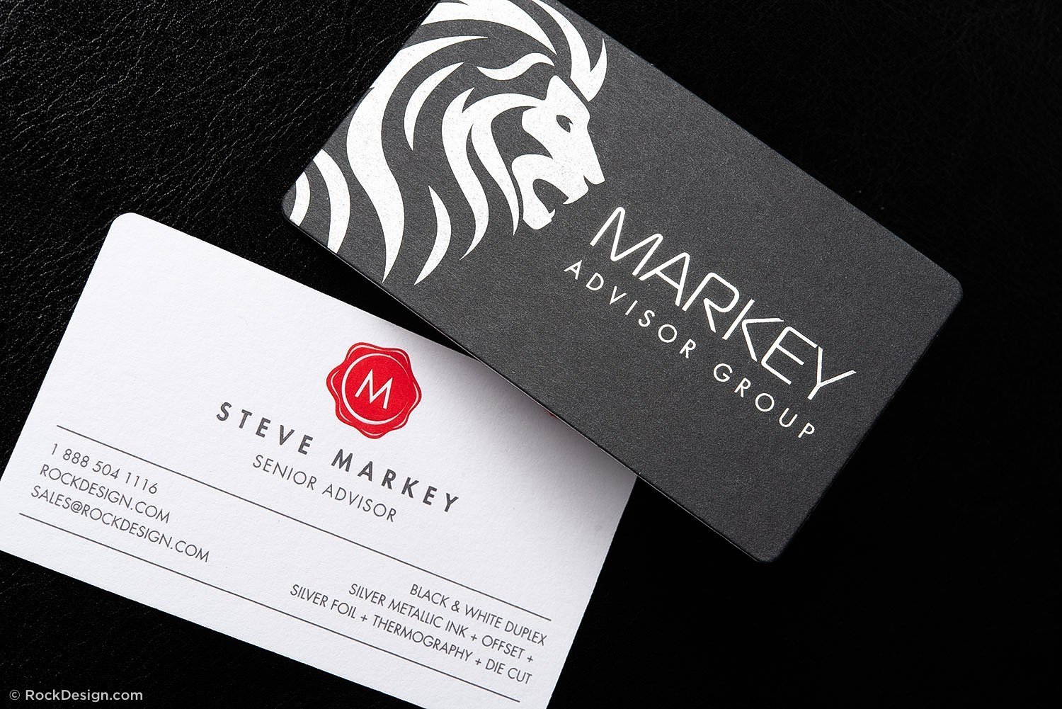Black and White Business Cards New Professional Black and White Business Card with Silver Print and thermography – Markey Advisor Group
