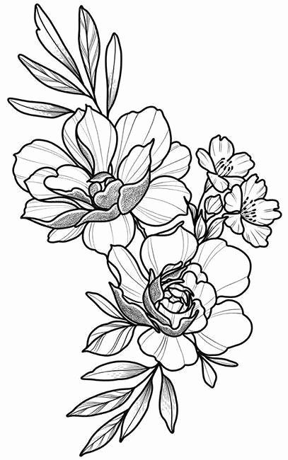 Black and White Flower Drawings Fresh Floral Tattoo Design Drawing Beautifu Simple Flowers Body Art Flower Power Flower Tattoo