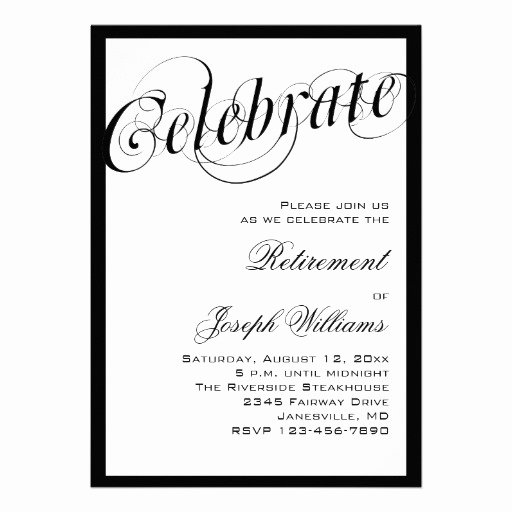 Black and White Invitation Template New Elegant Black &amp; White Retirement Party Invitations