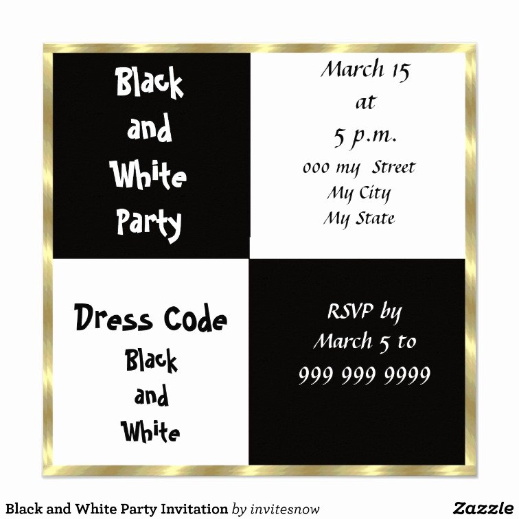 Black and White Party Invitations Beautiful Black and White Party Invitation