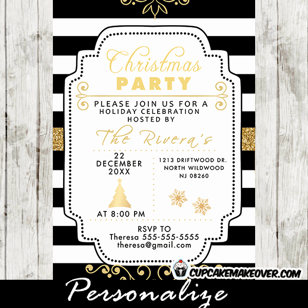 Black and White Party Invitations Lovely Elegant Holiday Party Invitations Black and White Stripes Cupcakemakeover