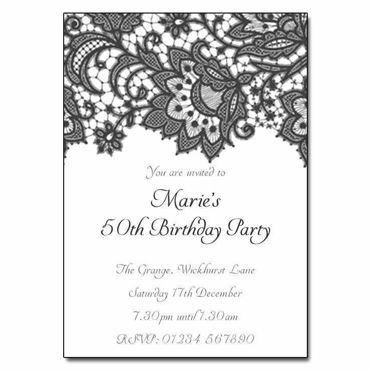 Black and White Party Invitations Luxury Black &amp; White Lace Party Invitations
