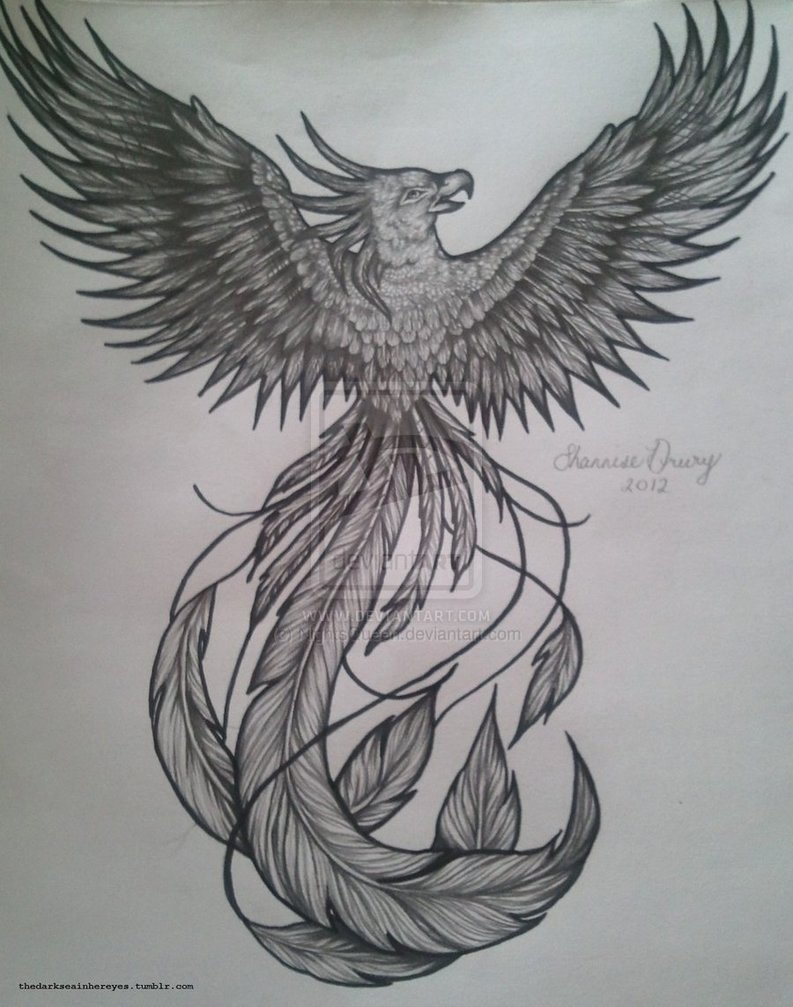 Black and White Phoenix Lovely Phoenix Tattoos for Women