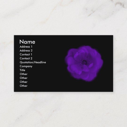 purple rose black background business card