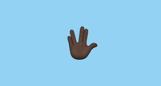 Black Middle Finger Emoji Fresh Vulcan Salute with Black Skin tone Emoji