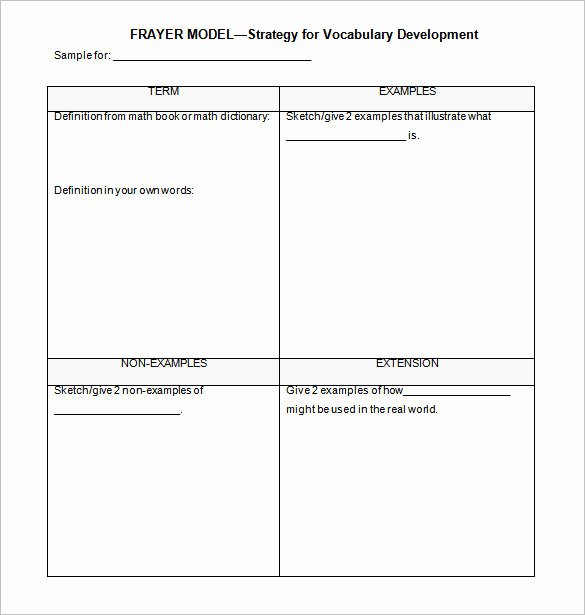 Blank Frayer Model Template Elegant 8 Blank Vocabulary Worksheet Templates Free Download