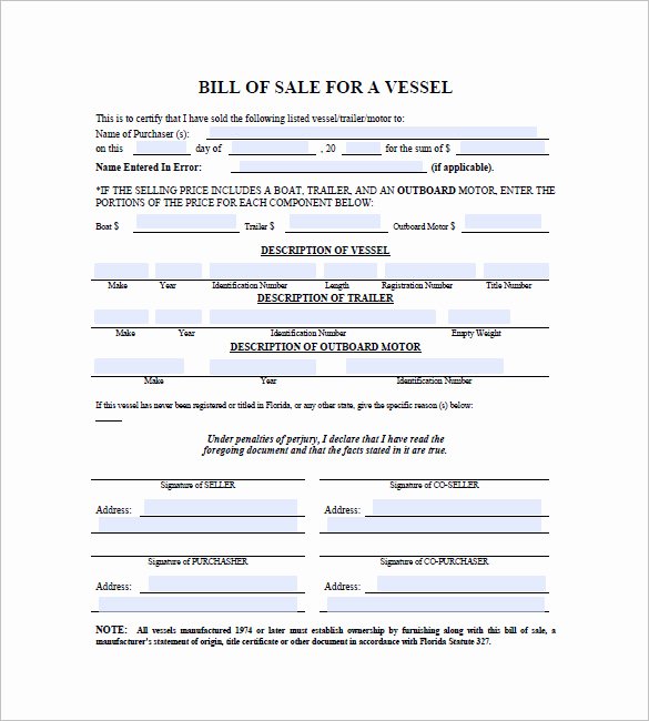 Boat Bill Of Sale form New Boat Bill Of Sale 10 Free Word Excel Pdf format Download
