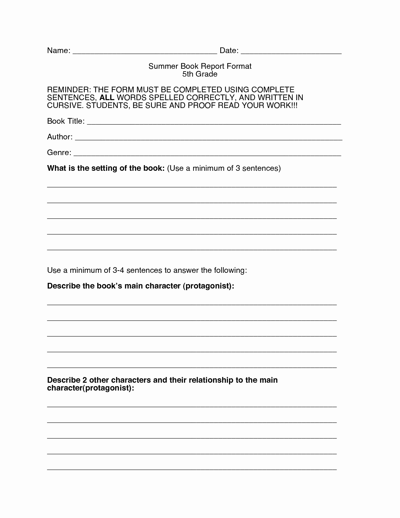 Book Report Examples 5th Grade Best Of 16 Best Of 5th Grade Book Report Worksheet 5th Grade Book Report Outline Template 3rd