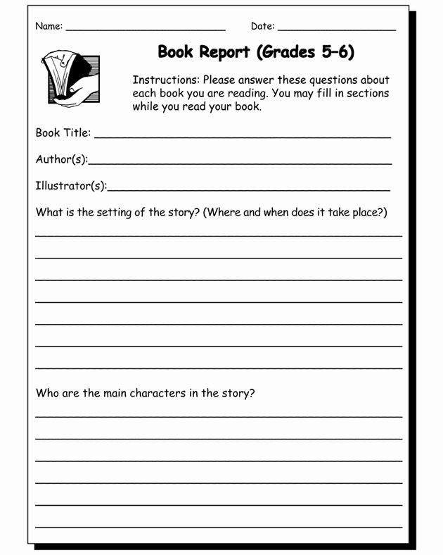 Book Report Examples 5th Grade Best Of Book Report Writing Practice Worksheet for 5th and 6th Grade Free Printable