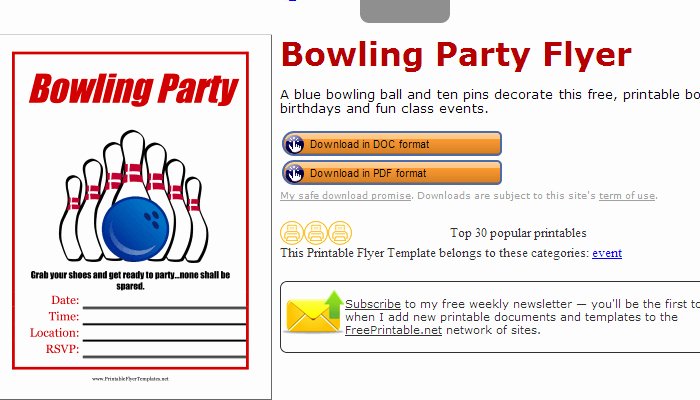 Bowling Flyer Template Free New 4 Bowling Fundraiser Flyer Templates