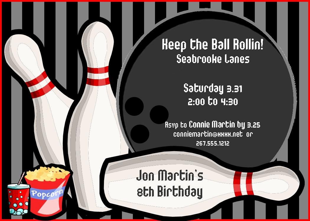 bowling birthday party invitations free templates