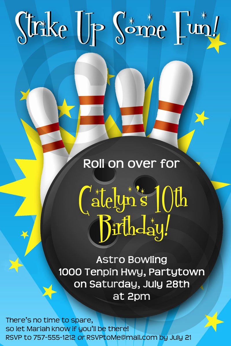 Bowling Party Invitations Free Fresh Bowling Invitation Printable Birthday Party Customizable