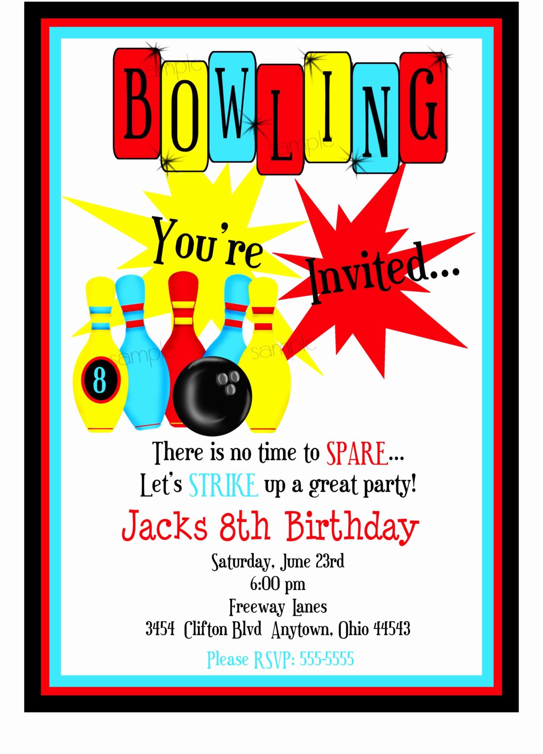 Bowling Party Invites Templates Unique Bowling Invitations Boys Bowling Birthday Party Cosmic