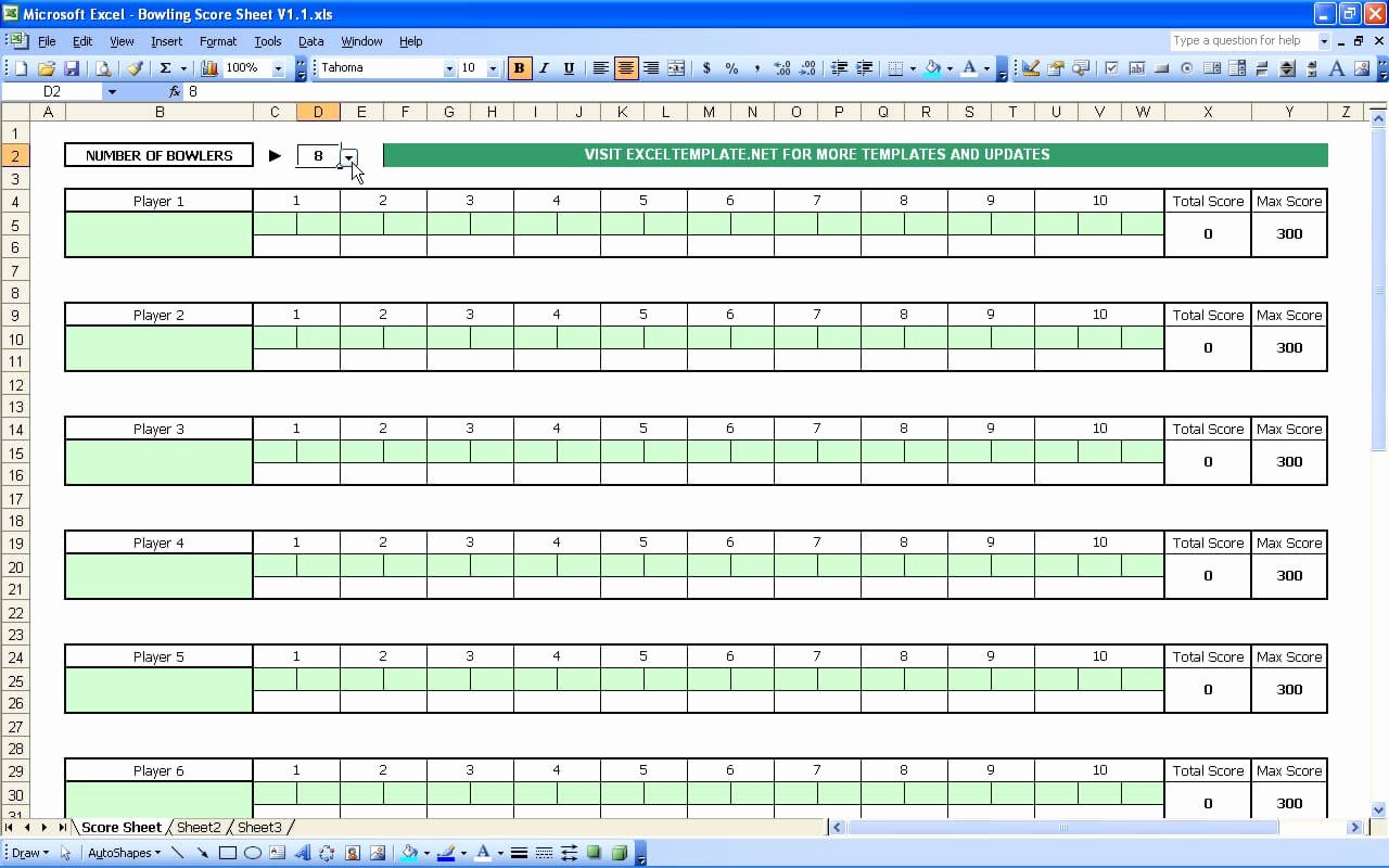 Bowling Scoring Sheet Excel Unique Bowling Score Sheet