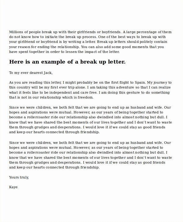 Break Up Letter to Boyfriend Fresh Break Up Letter Template 5 Free Word Pdf Document Downloads