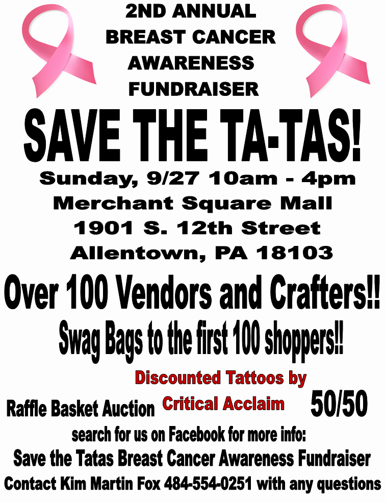 Breast Cancer Fundraiser Flyer Inspirational Breast Cancer Fundraiser &quot;save the Ta Tas &quot; In Allentown Pa Sep 27 2015 10 00 Am