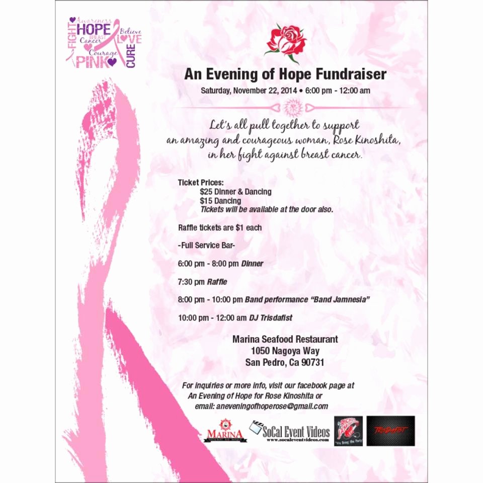 Breast Cancer Fundraiser Flyer Lovely An evening Of Hope Fundraiser November 22 2014 – socal event Videos