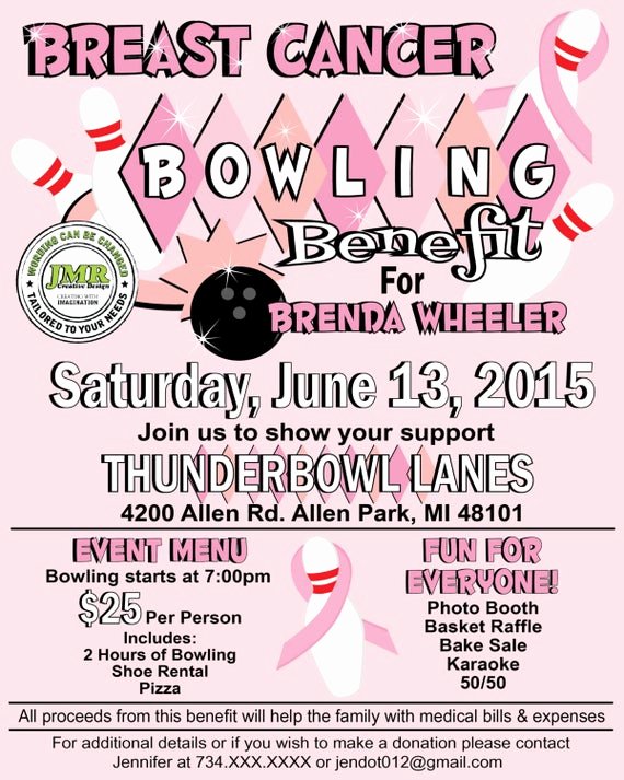 Breast Cancer Fundraiser Flyer New Breast Cancer Bowling Benefit Flyer Fundraiser Flyer Strike