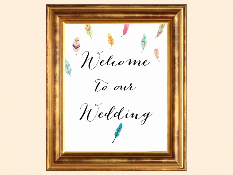 Bridal Shower Welcome Sign Template Best Of Feather Wedding Bridal Baby Shower Signage Magical