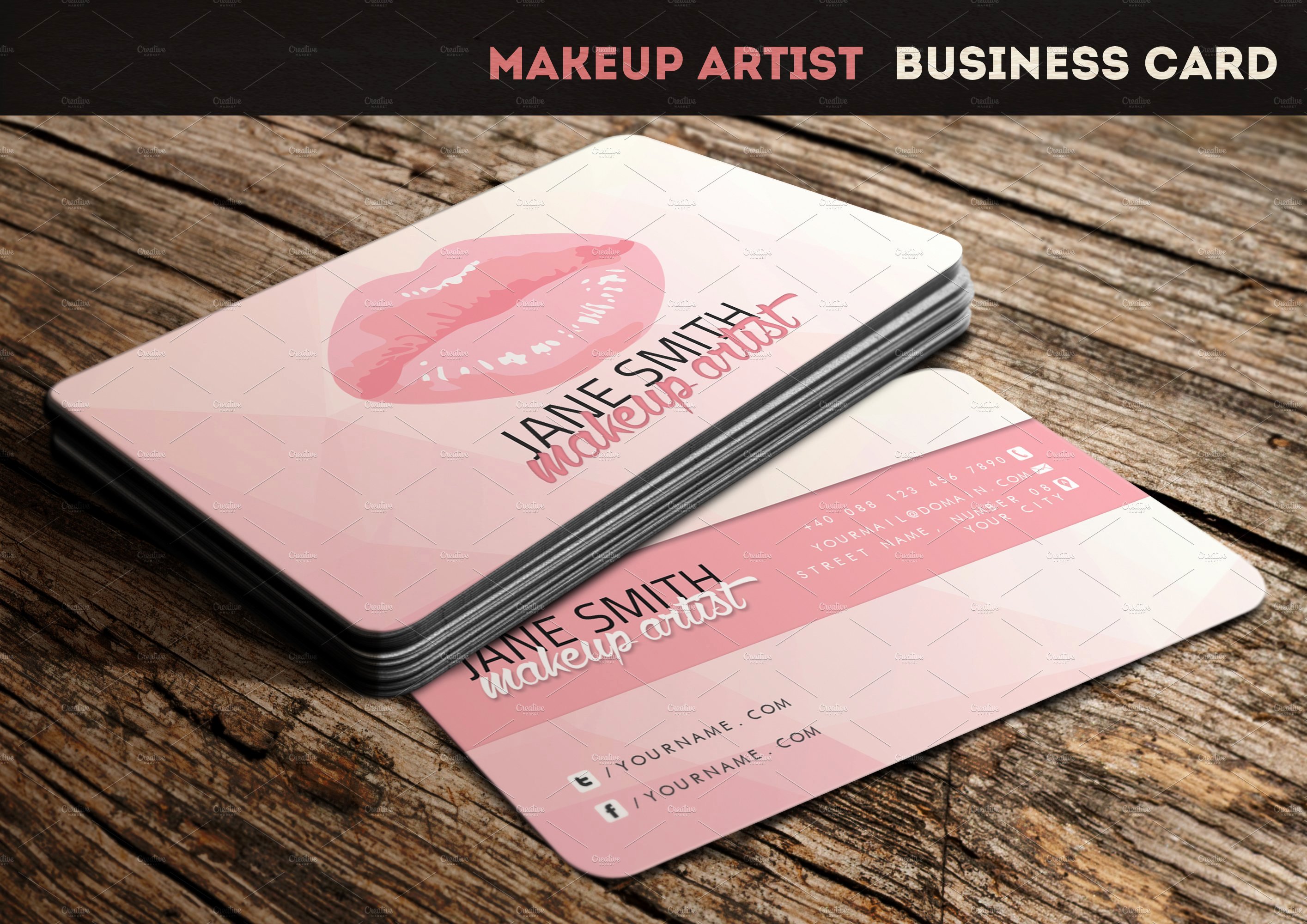 Business Cards for Artists Fresh Makeup Artist Business Card Business Card Templates Creative Market
