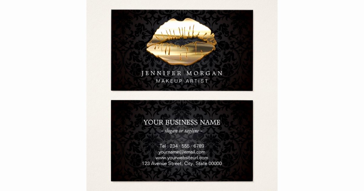 Business Cards for Makeup Artist Fresh Eye Catching 3d Black Gold Lips Makeup Artist Business Card