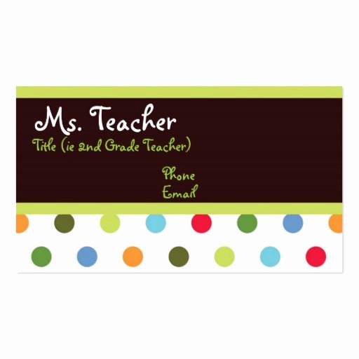 Business Cards for Teachers Lovely Hip Dots Teacher Business Card