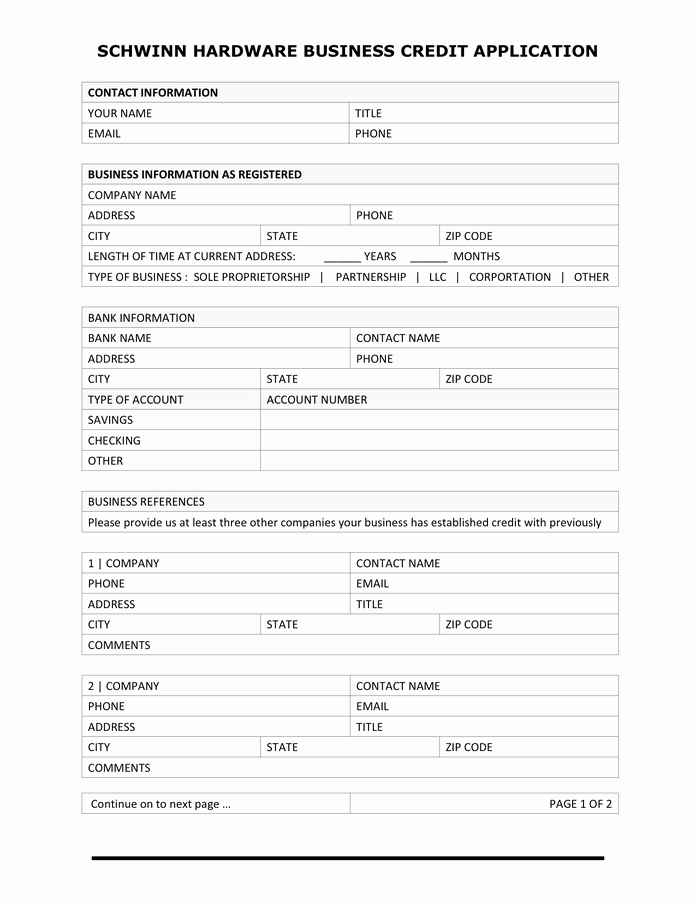 Business Credit Application Pdf Elegant Credit Application form In Word and Pdf formats