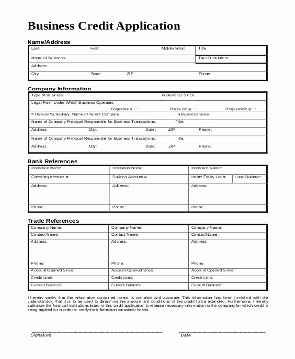 Business Credit Application Pdf Lovely Free 10 Sample Credit Application forms