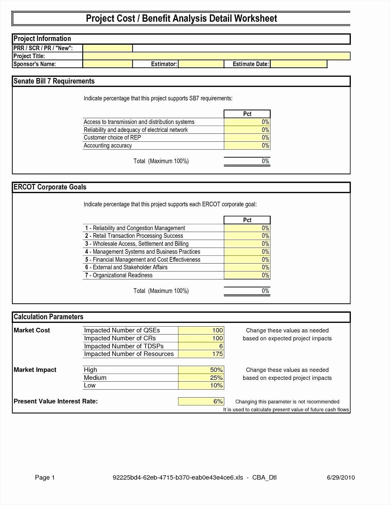 Business Impact Analysis Template Elegant Cost Impact Analysis Template Excel