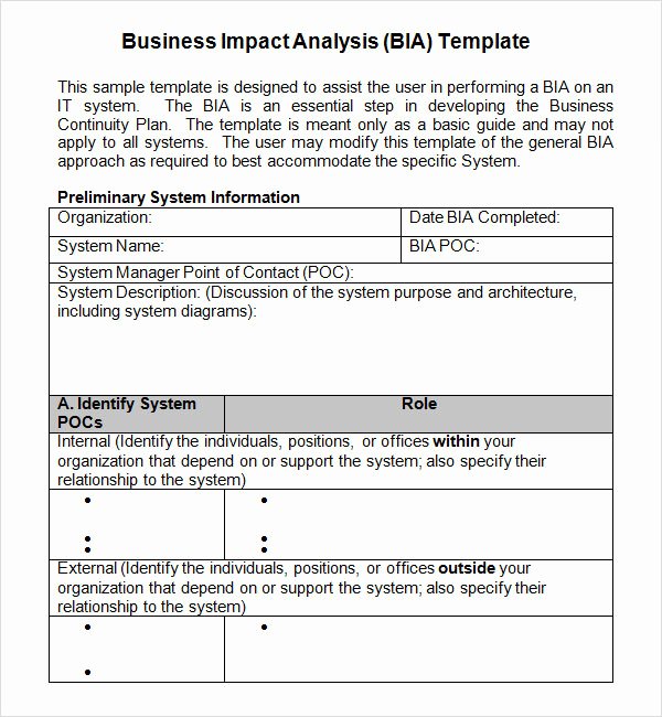 Business Impact Analysis Template Excel Lovely Business Impact Analysis Template