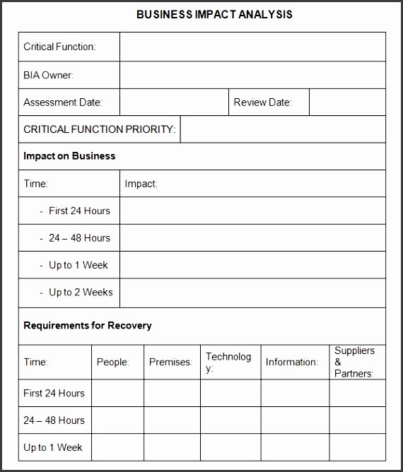 Business Impact Analysis Template Excel Unique 10 Simple Business Impact Analysis Template Sampletemplatess Sampletemplatess