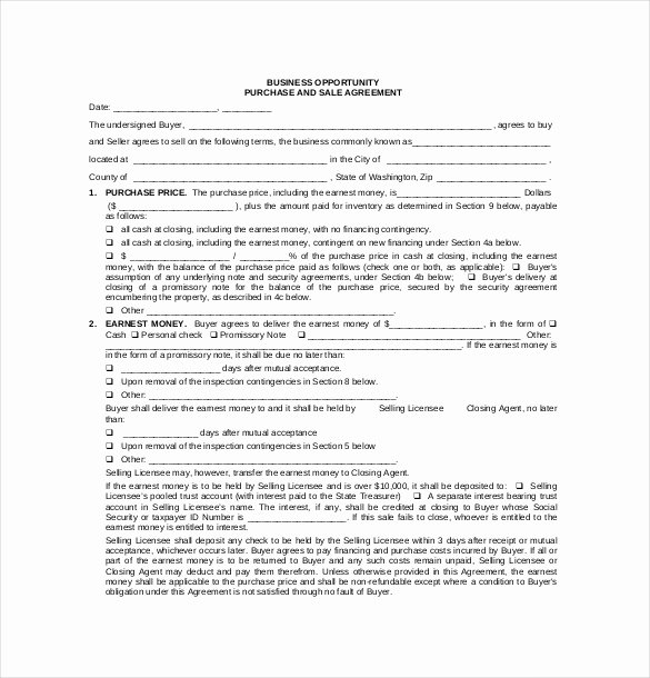 business sale agreement template 2