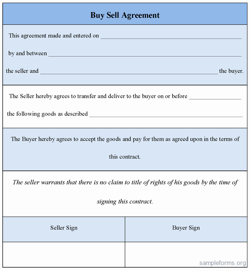 Buy Sell Agreements forms Fresh Buy Sell Agreement form Sample forms