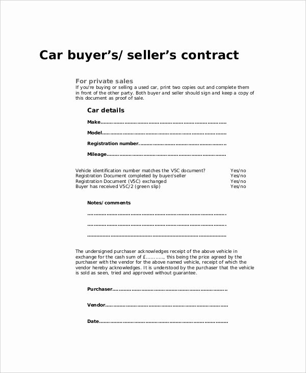 Buyer order for Car Lovely Free 10 Sample Purchase Agreement forms In Word Pdf