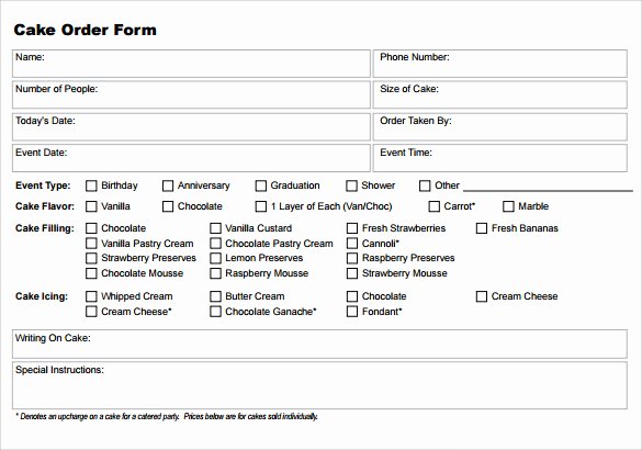 Cake order forms Printable Beautiful Sample Cake order form Template 16 Free Documents Download In Word Pdf
