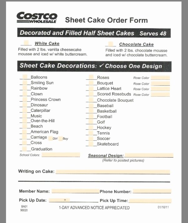 Cake order forms Printable Inspirational How to order A Cake From Costco Quora