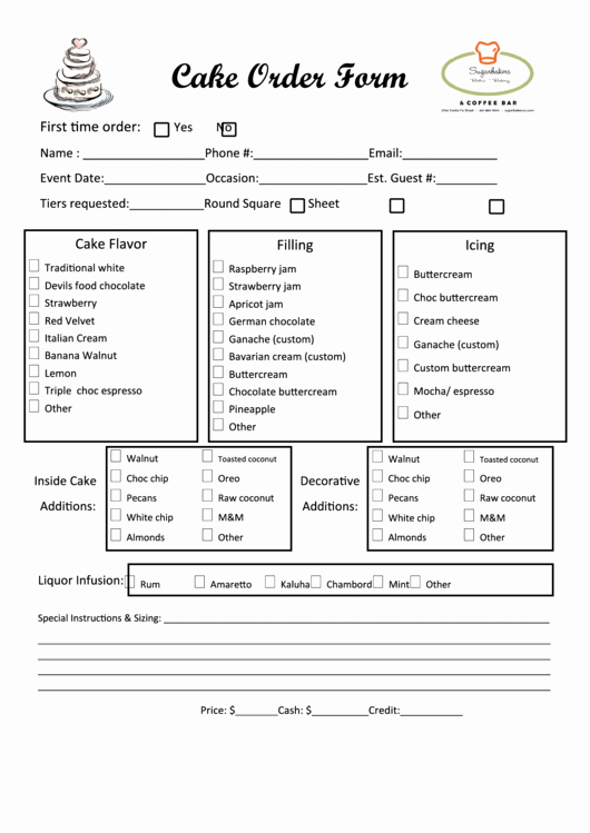 Cake order forms Printable Luxury top Cake order form Templates Free to In Pdf format