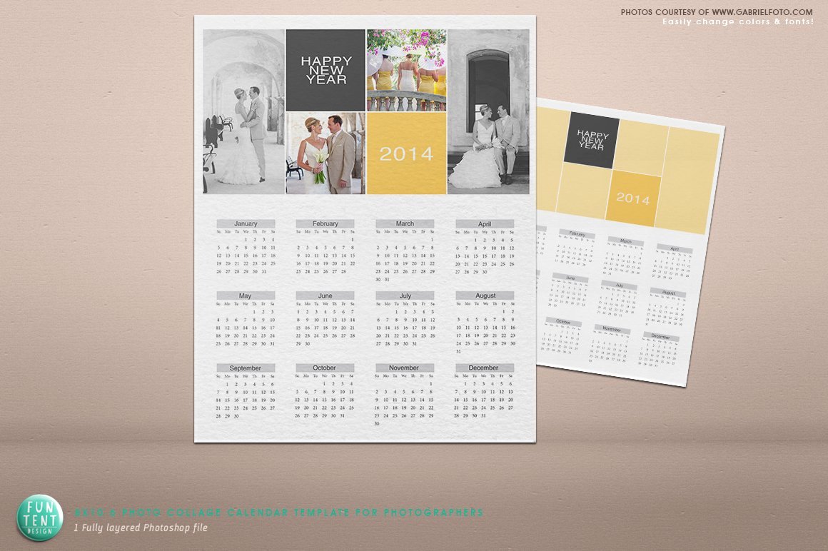 Calendar Template for Photoshop Unique Psd 6 Collage 2014 Calendar Invitation Templates Creative Market