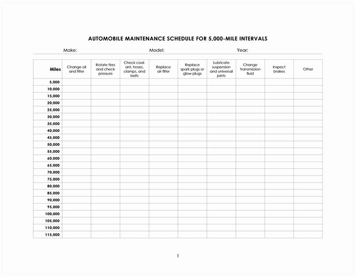 Car Maintenance Schedule Template Best Of Car Maintenance Schedule Printable