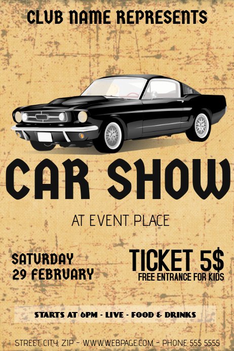 Car Show Flyer Template Free Fresh Old Retro Vintage Car Show Flyer Template