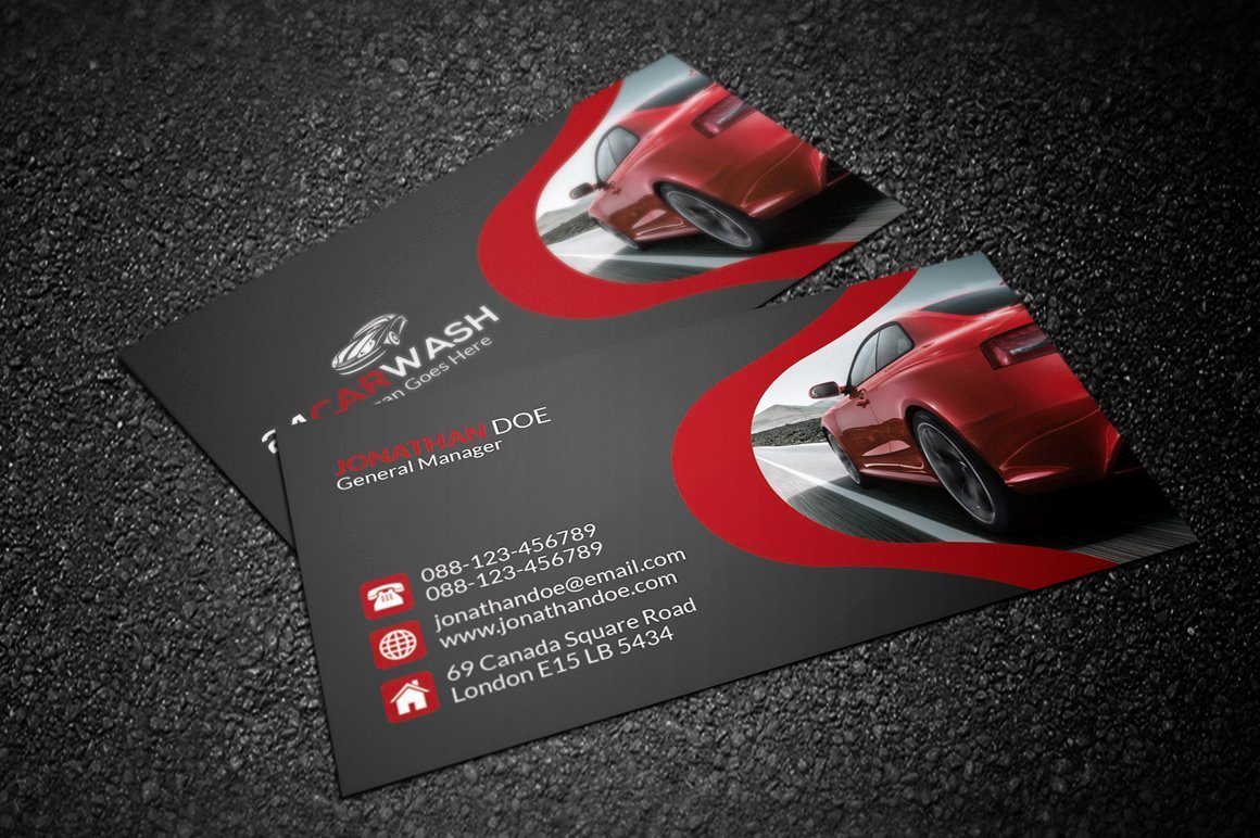 Car Wash Business Cards Awesome Car Wash Business Card Business Card Templates Creative Market